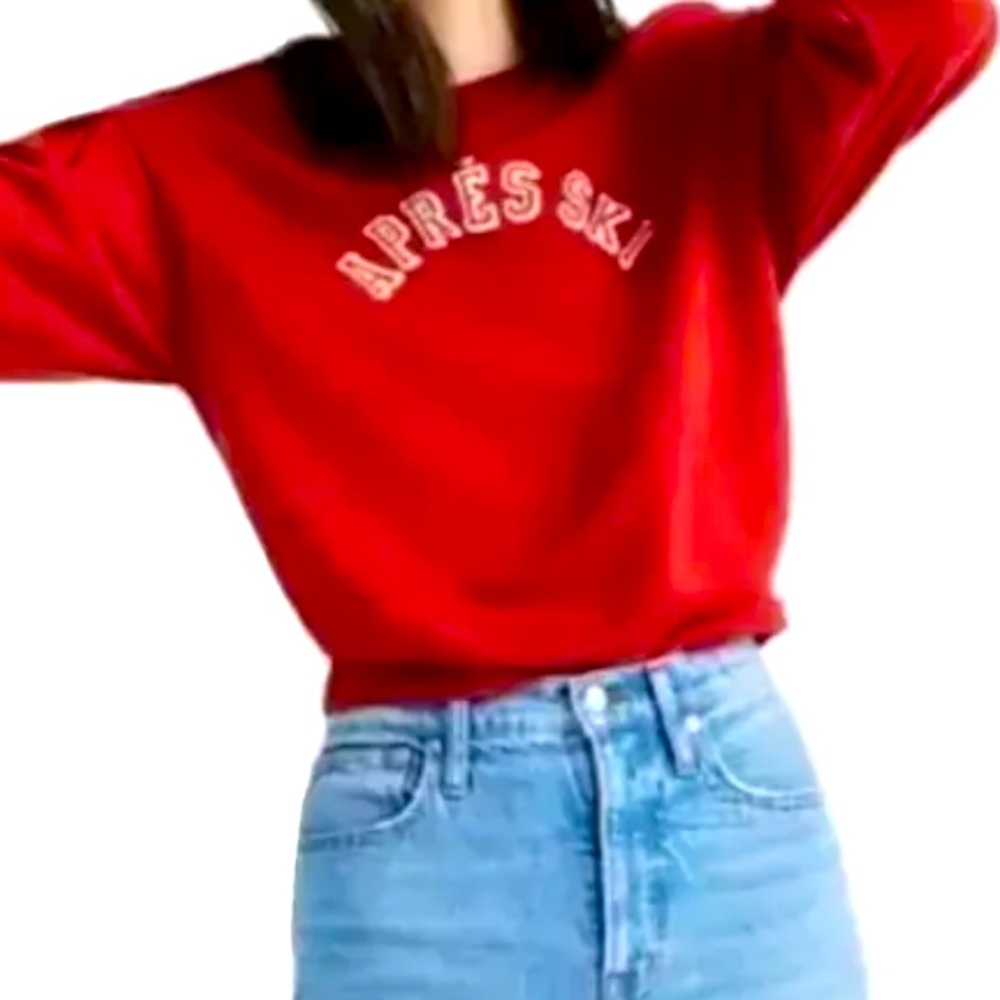 Madewell Mile(s) Red Apres Ski Puffy Sleeve Sweatshirt Size M